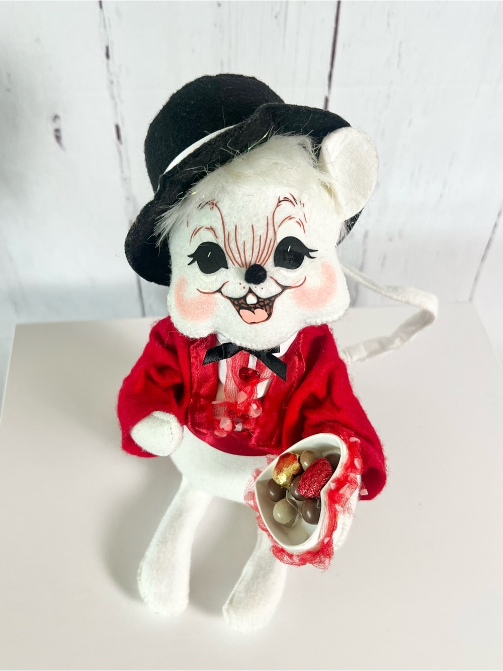 Annalee Vintage Valentine "Sweet on You" Boy Mouse Doll 2008 Tuxedo Top Hat
